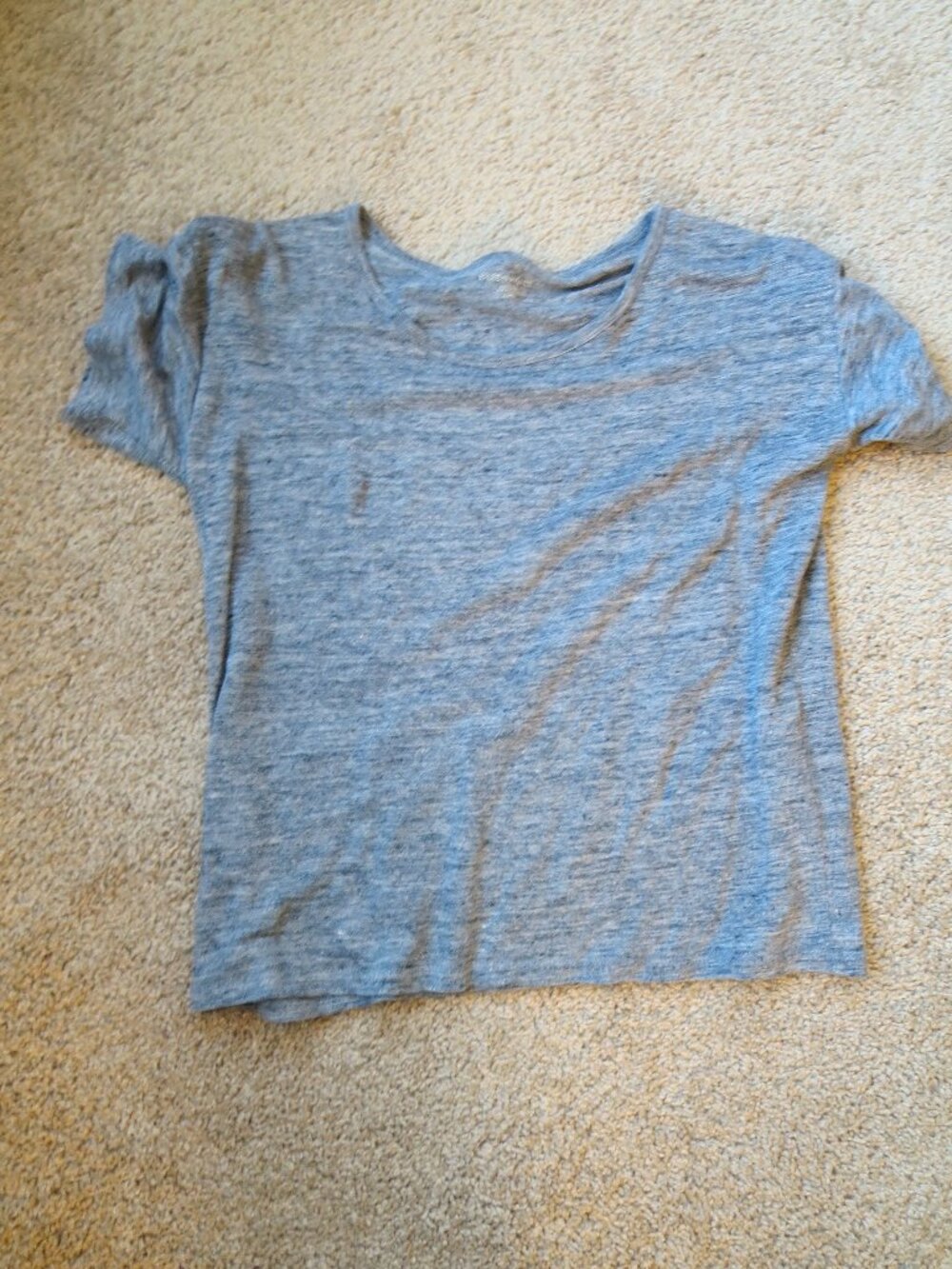 Eileen Fisher Women's 100% Organic Linen Tee PS Gray Size=Petite Small